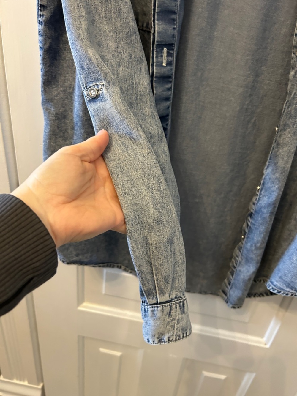 55. SWS Denim Button-Down Shirt Jacket - Light Blue - Picture 5 of 8